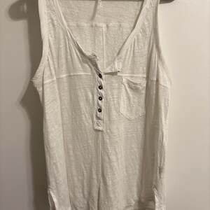 Free People Love Language Solid Henley Tank Top in Ivory Small